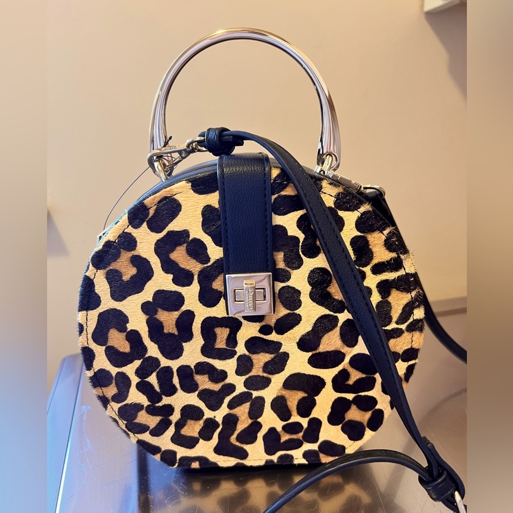 Dune London - Round Crossbody Bag- Genuine Calf Hair- Animal Print -Brand New